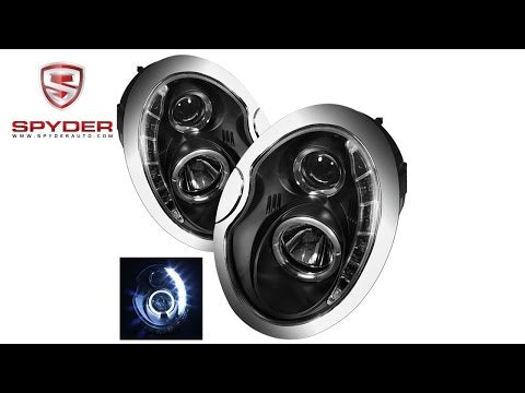 Spyder - Mini Cooper 02-06 Projector Headlights - DRL - Black