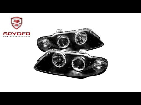 Projector Dual Halo Headlights For 2004-2006 Pontiac GTO – Black Housing, Clear Lens, DOT/SAE