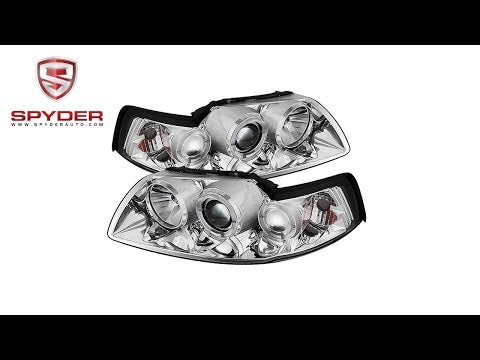 Spyder - Ford Mustang 99-04 Projector Headlights - LED Halo - Chrome