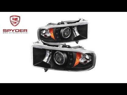 Spyder - Dodge Ram 1500 99-01 / Ram 2500/3500 99-02 Projector Headlights - Sport - LED Halo - Black