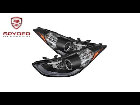 Spyder - Hyundai Elantra 11-13 Projector Headlights - LED Halo -  DRL - Black