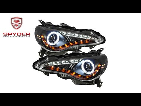 Spyder - Scion FRS 12-14 Projector Headlights - CCFL Halo - DRL LED - Black