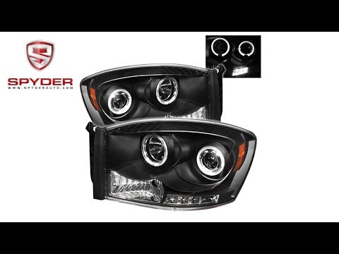 Spyder - Dodge Ram 1500 06-08 / Ram 2500/3500 06-09 Projector Headlights - LED Halo - Black