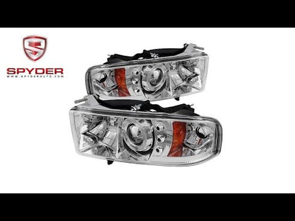 Spyder - Dodge Ram 1500 99-01 / Ram 2500/3500 99-02 Projector Headlights - Sport - LED Halo - Chrome