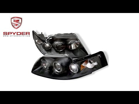 Spyder - Ford Mustang 99-04 Projector Headlights - LED Halo - Black