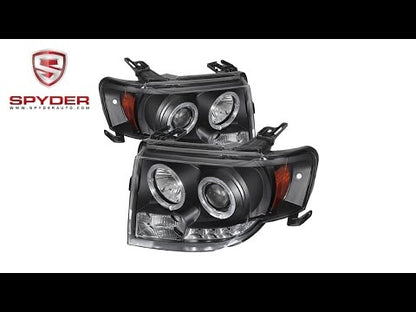 Spyder - Ford Escape 08-12 Projector Headlights - Halogen Model - DRL - Black