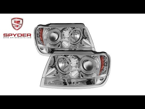 Spyder - Jeep Grand Cherokee 99-04 Projector Headlights - LED Halo - Chrome