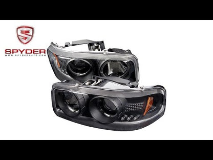 Spyder - GMC Sierra 1500/2500/3500 99-06 Projector Headlights - LED Halo - LED - Black