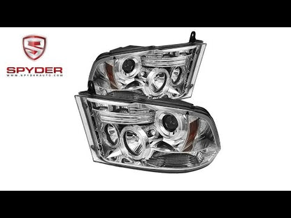 Spyder - Dodge Ram 1500 09-14 / Ram 2500/3500 10-14 Projector Headlights - Halogen - LED Halo-Chrome