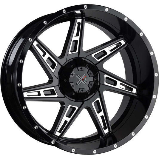 DX4 Skull 20X9 wheels 5x114.3 5x127 Gloss Black Ball Milled ET-10