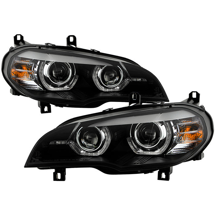 Spyder Apex BMW X5 E70 07-10 U-Shape Light Bar Headlights Black