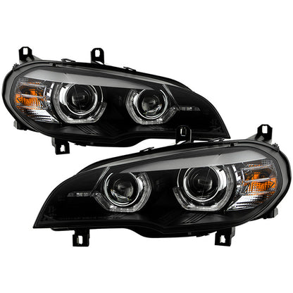 Spyder Apex BMW X5 E70 07-10 U-Shape Light Bar Headlights Black