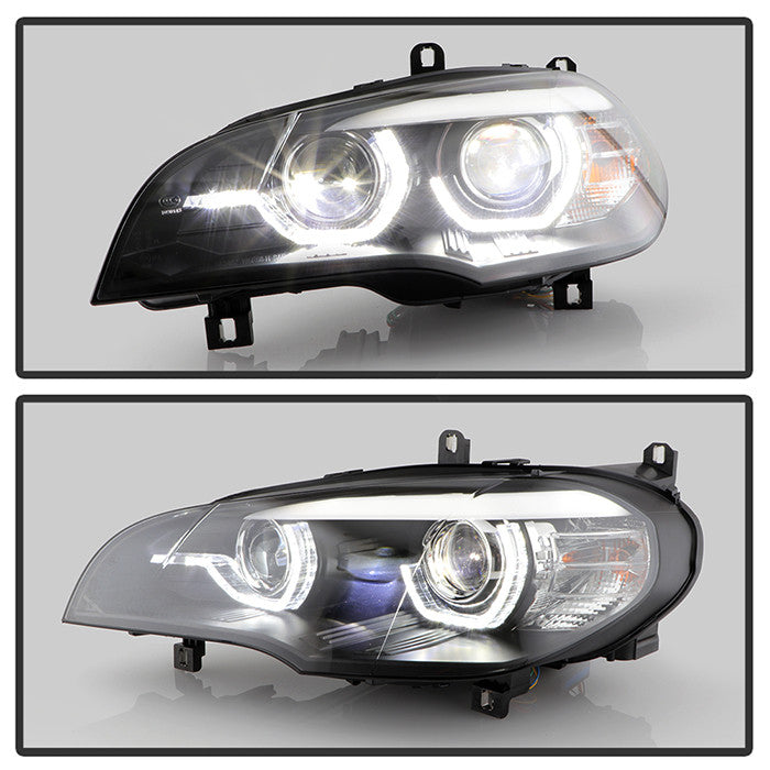 Spyder Apex BMW X5 E70 2009 U-Shape projector Headlights Blac